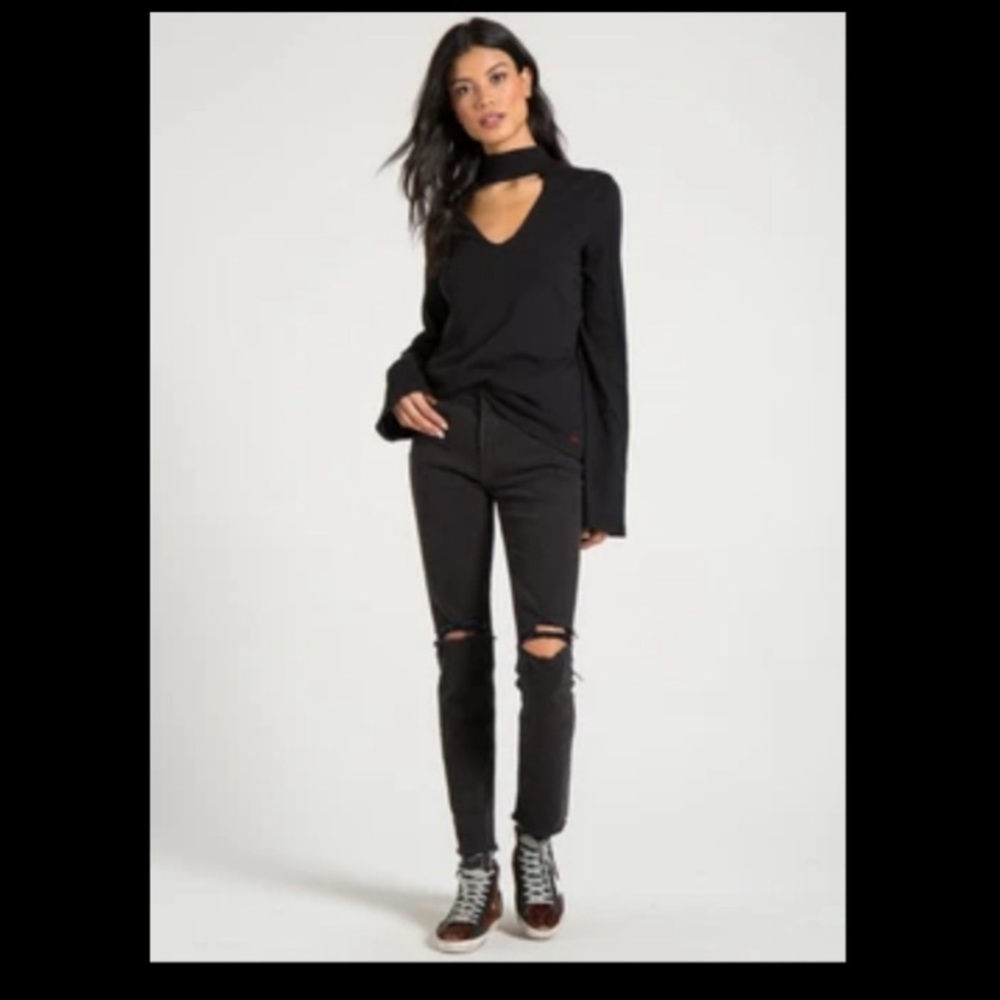 n:Philanthropy Catalina Long Bell Sleeve Black Top